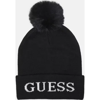 Čepice GUESS Logo Pom černá