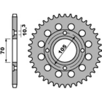 Nářadí na motocykly PBR Ocelová standardní zadní rozeta 278 - 530 278.38.C45