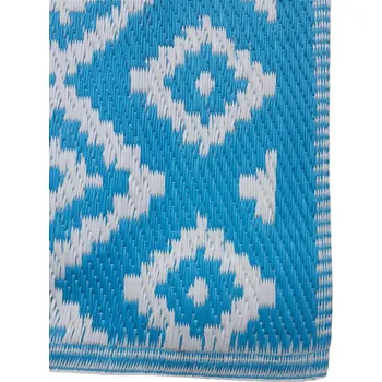 Koberec VENKOVNÍ KOBEREC NA BALKON TERASU DO KUCHYNĚ ROHOŽKA 120x180 cm ROMBY MODRÝ