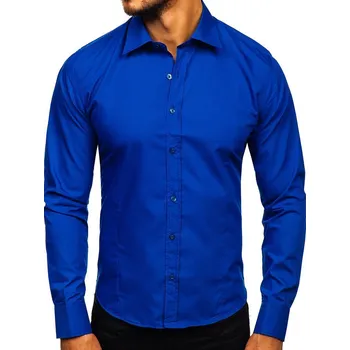 Pánská košile Královsky modrá pánská elegantní košile s dlouhým rukávem Bolf 1703 - L
