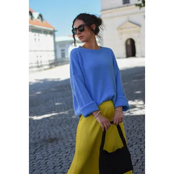 Dámský svetr MODRÝ OVERSIZED SVETR Z ALPAKY PECA del SOL