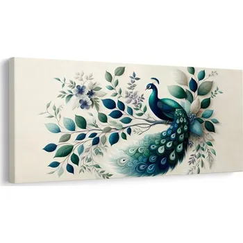 Obraz Dovido Obraz modrý páv v květinové kompozici