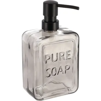 Mýdlenka Tendance Skleněný dávkovač mýdla PURE SOAP, Šedý, 550 ml