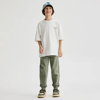 Reserved - Bavlněné kalhoty joggers - hnědozelená - 784DO-78X - 784DO-78X-122