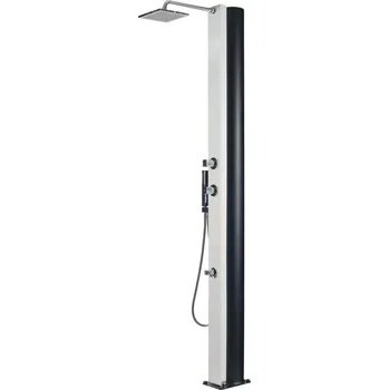 Zahradní sprcha Designová hliníková solární sprcha Royce BORA BÍLÝ DUB 40L, s ruční sprchou a oplachem nohou (315380)