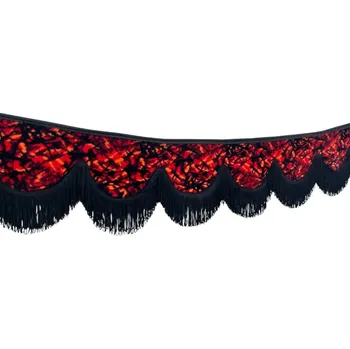 Ochranný autopotah Bordura do kamionu univerzální – červená dánská plyš, černé střapce