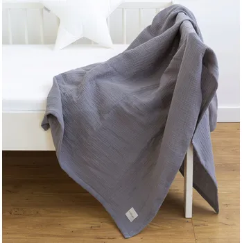 Prostěradlo MUŠELÍNOVÁ DEKA ZAVINOVAČKA 95 x 95 cm Mušelín bavlna 100% Šedá