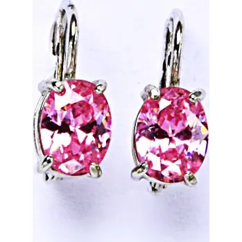 Náušnice Zlaté náušnice, zirkon růžový, bílé i žluté zlato - NK 1245 (zirkon 8x6 mm)