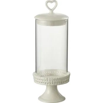 Dóza na potraviny Bílá keramická dóza na noze s víkem Hella White M - Ø 11*31cm