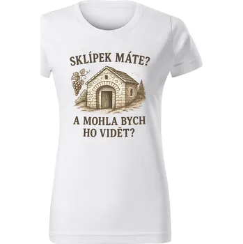 Dámské tričko Grooters Dámské tričko pro milovníky vína - Sklípek máte? Velikost: L