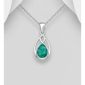 Přívěsek Přívěsek kapka ze stříbra 925, zdobený Achátem (barvený na zeleno)