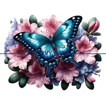 Látkový panel - Motýl na květině - MO-02 Velikost: 25x25cm, Materiál: Úplet