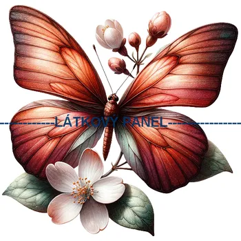 Látkový panel - Motýl na květině - MO-01 Velikost: 40x40cm, Materiál: Bavlna