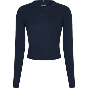 Dámské tričko Dámské tričko (dlouhý rukáv) Tommy Hilfiger Slim Soft Modal Rib Cropped Tee - desert sky Tyrkysový (XS)