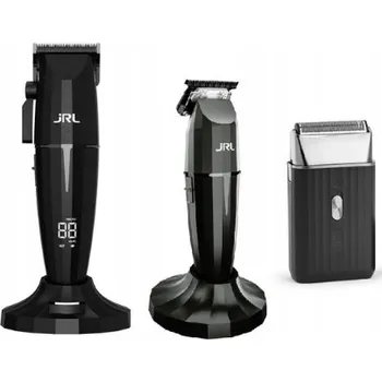 Holicí strojek Bezdrátová sada JRL Onyx – zastřihovač + strojek + holicí strojek + 2 nabíjecí stanice