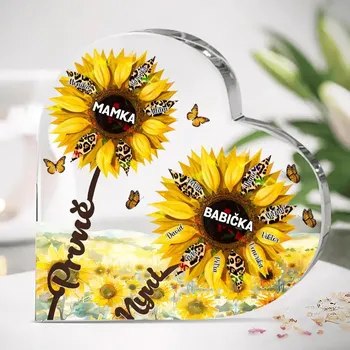 Polštář Akrylový plak - Prvně máma nyní babička 2 - až 15 vnoučat 20 cm x 20 cm + stojanem