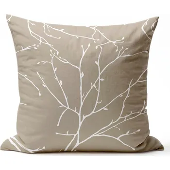 Povlak na polštářek Bavlněný povlak na polštář - Větvičky béžové Zapínání: zip, Velikost polštáře: 40x40