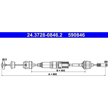 Spojkové lanko Tažné lanko, ovládání spojky ATE 24.3728-0846.2
