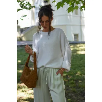 Dámský svetr BÍLÝ SVETR DÁMSKÝ Z ALPAKY PECA del SOL