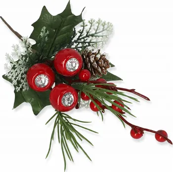 Vánoční ozdoba Vánoční ozdoba na stromeček, k dekoraci Větvička s šiškou a diamantem