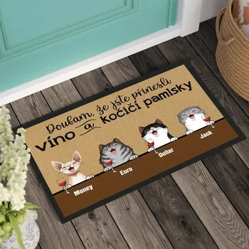 Rohožka Rohožka - Doufám, že jste přinesli víno a kočičí pamlsky - Až 4 kočky 40 cm x 60 cm