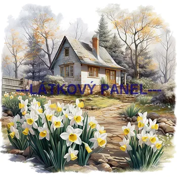 Látkový panel - Dům se zahradou - KR-48 Velikost: 30x30cm, Materiál: Bavlna