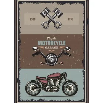 Obraz PLAKÁT MOTORKA S DOPLŇKY A NÁPISEM v rámu 30 x 40 cm