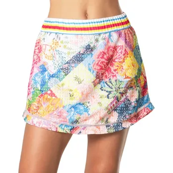 Dámská sukně Dámská tenisová sukně Lucky in Love Novelty Print High Waist Flower On - multicolor Vícebarevný (S)