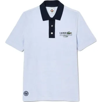 Dámské tričko Dámské polo tričko Lacoste Roland Garros Edition Terry Knit Tennis - light blue/navy blue Modrý (S)
