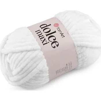 Příze Pletací žinylková příze Dolce Maxi 200 g, barva 18 (741) bílá