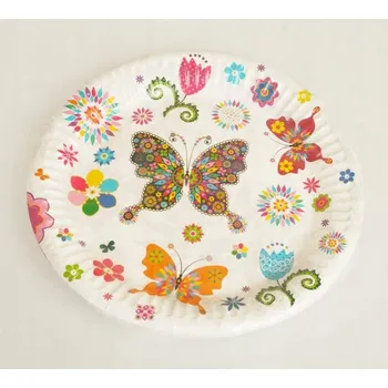 Talíř PAPÍROVÉ TALÍŘKY NAROZENINY barevné DEKORATIVNÍ 8 KUSŮ Pol-Mak