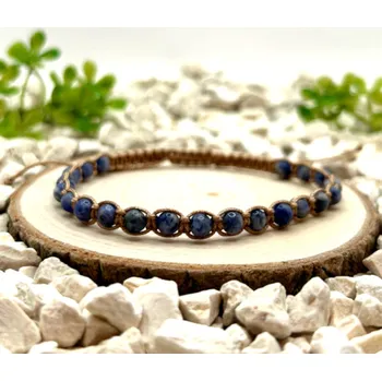 Náramek Certom Macramé náramek Sodalit na hnědém nylonu 0309