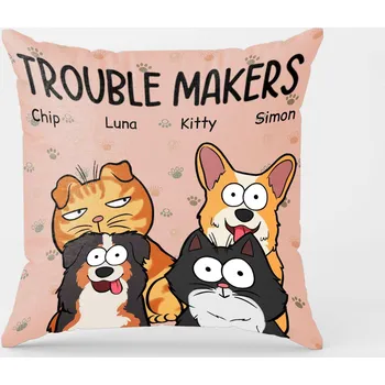 Polštář Polštář - Trouble makers - až 6 mazlíčci 40cm x 40cm