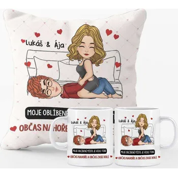 Polštář Sada - Moje nejoblíbenější místo je vedle tebe Polštář 40cm x 40cm + Hrnek 330ml