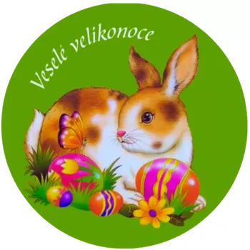 Velikonoční dekorace Samolepící etiketa velikonoční zajíc 3,5 cm