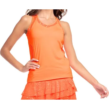 Dámský tenisový top Lucky in Love Animal Instinct Get It Stripe Tank - orange glow Oranžový (L)