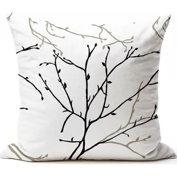 Povlak na dekorativní polštářek Bavlněný povlak na polštář - Větvičky bílé Zapínání: zip, Velikost polštáře: 40x40