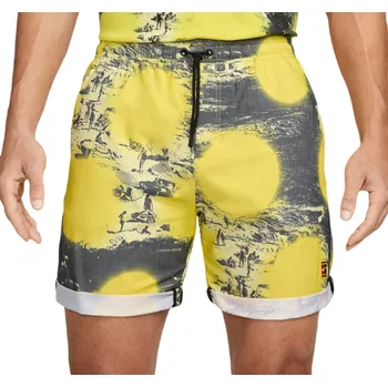 Pánské kraťasy Pánské tenisové kraťasy Nike Dri-FIT Heritage Print Tennis Shorts - opti yellow Žlutý (XS)