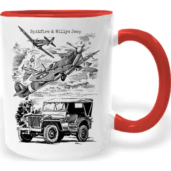 Hrnek - Spitfire & Willys Jeep Barva: Červená
