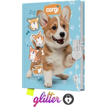 Památník JUNIOR 14x18 cm, 80 list. čistý se zámkem - Corgi