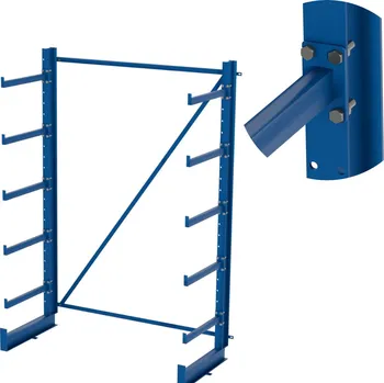 Dílenský regál Výškově nastavitelný svařovaný konzolový regál, jednostranný, rovnoramenný, 2000×1350×635 mm
