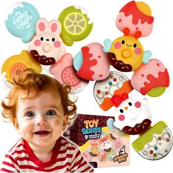 Hračka pro nejmenší Fidget Spinner s Přísavkou Hračka Antistresová do Koupele Chrastítko 3ks