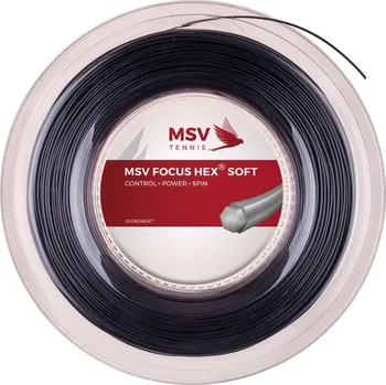 Struna na výplet tenisové rakety Tenisový výplet MSV Focus Hex Soft (200 m) - black Černý (1.30 mm)