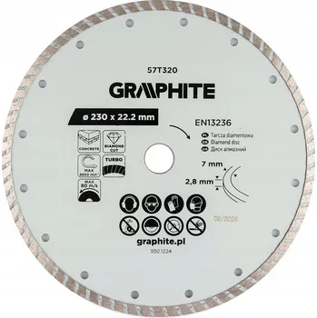 Řezný kotouč Diamantový řezací kotouč pro řezání TURBO SEGMENTOVÝ 230 mm za sucha GRAPHITE
