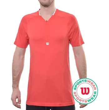 Pánské tričko Pánské tenisové polo tričko Wilson Players Seamless Zip Henley 2.0 - infared Červený (S)