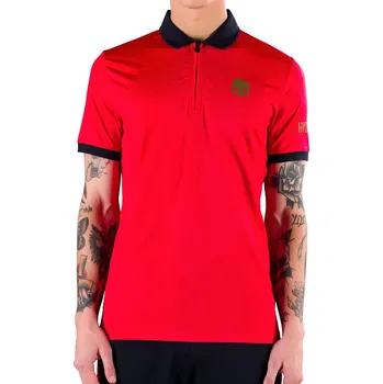 Pánské tričko Pánské tenisové polo tričko Hydrogen Half Zip Tech Tee - red/blue navy Červený (M)