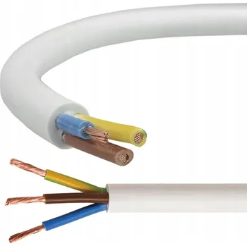 elektrický kabel Kabel OMY 3x0,75 pro domácnost Kulatý ohebný lankový vodič 300V Bílý 1m