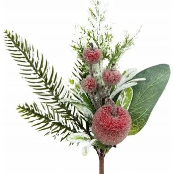 Vánoční ozdoba Vánoční ozdoba na stromeček, do aranžmá: Větvička s jablíčkem a šiškou