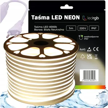LED páska SADA LED Neon Páska 220V 230V 15m 4000K BÍLÁ NEUTRÁLNÍ ZDROJ IP67