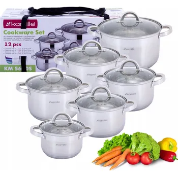 Hrnec HRNCE KOMPLET KPL HRNCŮ PLYN INDUKCE OCELOVÉ 2,1 l 2,9 l 3,9 l 6,5 l KAMILLE